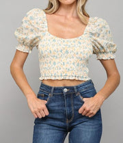 Blossom Floral Puff Crop Top