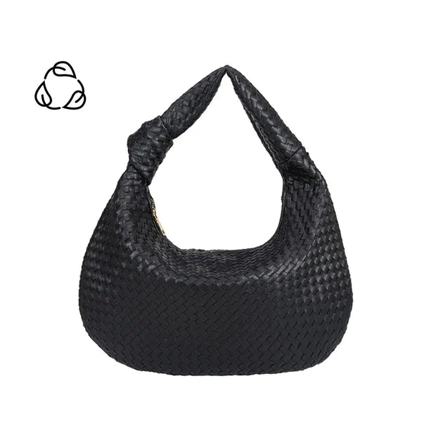 Lia Black & White midi leather shoulder bag with strap