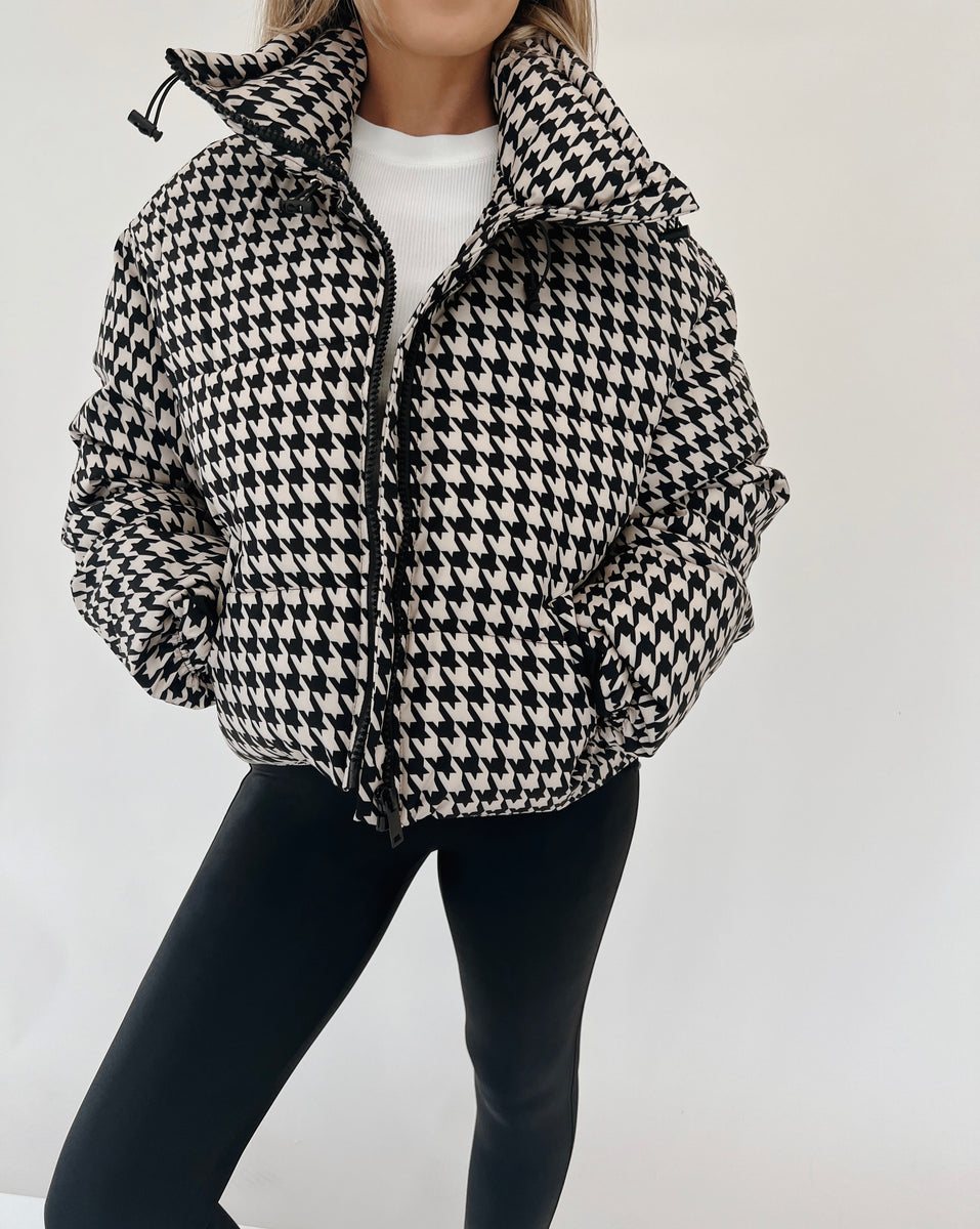 Houndstooth best sale puffer jacket