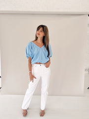 Baby Blues Cropped Puff Top