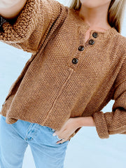 Come As You Are Henley Sweater (CAMEL)
