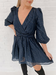 A Glimpse Of Shimmer Navy Dress - ShopTheCue