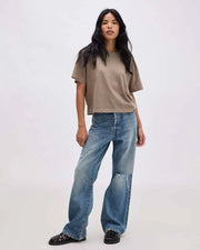 Chill and Relaxed Cropped Tee - Warm Grey