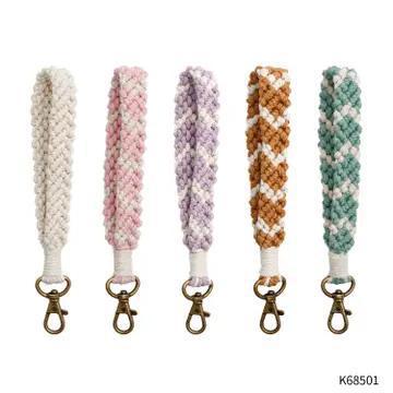 Macrame Flat Braided Chevron Wristlet Keychain