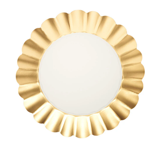 Scalloped Dinner Plate Gold & White/8pkg