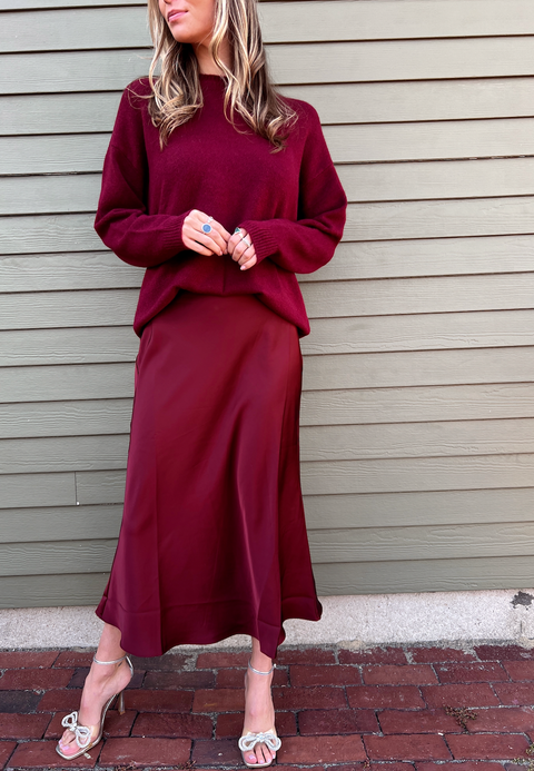 Feel Good Sweater - Maroon Knit