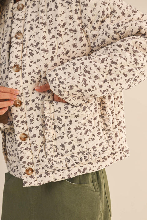 Flower Power Padded Jacket - Cream
