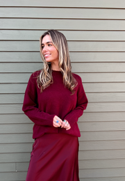 Feel Good Sweater - Maroon Knit