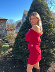 Merry Vibe Off The Shoulder Sweater - Red