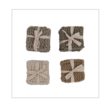Cotton Crocheted Coasters, Set of 4