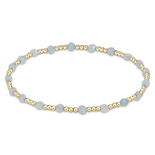 E. Newton Gemstone Gold Sincerity Pattern 3mm Bead Bracelet - Aquamarine