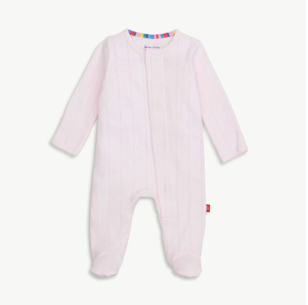 love lines pink organic cotton pointelle magnetic parent favorite footie