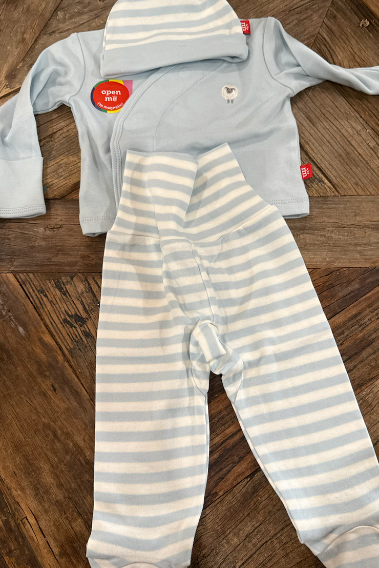 Blue Stripe Organic Cotton Magnetic Kimono