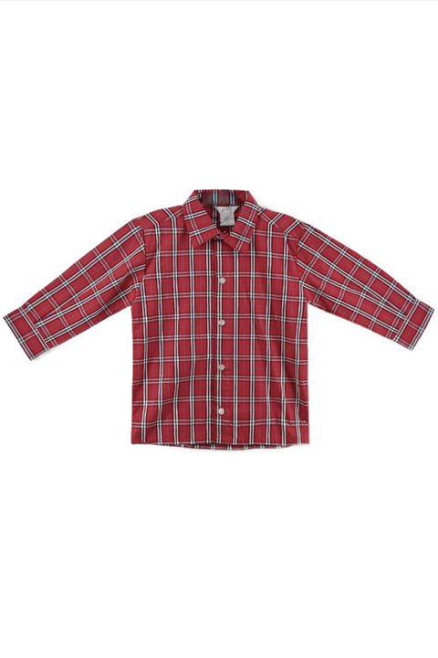 Baby Boy Red & White Plaid Dress Shirt