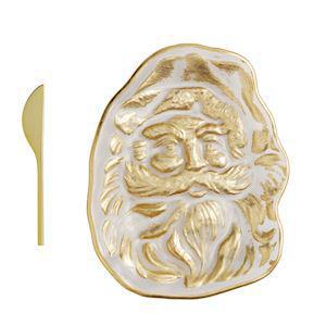 Santa Gold Christmas Cheese Plate Set