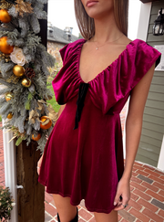 Something Velvet Mini Dress - Burgundy