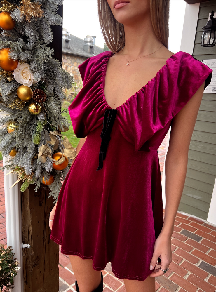 Something Velvet Mini Dress - Burgundy