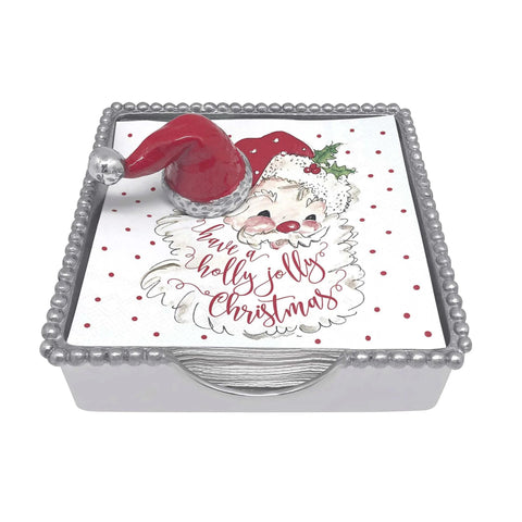 Mariposa Red Santa Hat Beaded Napkin Box Set