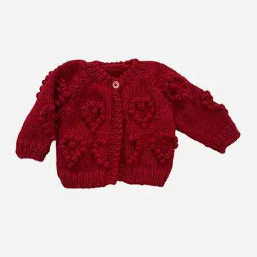 Heart Popcorn Cardigan, Red Baby & Kid Valentine&