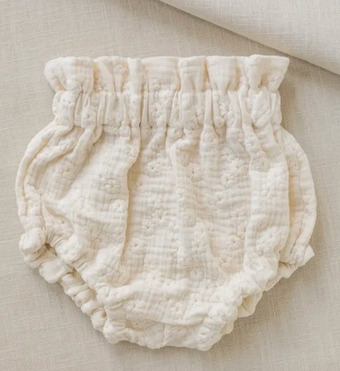 Baby Bloomers / Embroidered Flowers Ecru
