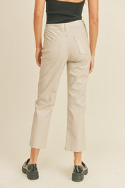 The City View Faux Leather Pants Cream