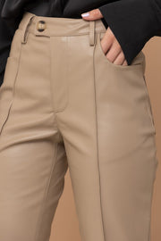 Kaylin Leather Flare Pant (Taupe)