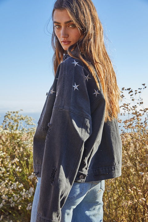 Star Studded Night Denim Jacket