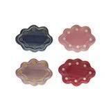 Mini Stoneware Scalloped Dish w/ Wax Relief Design - all colors