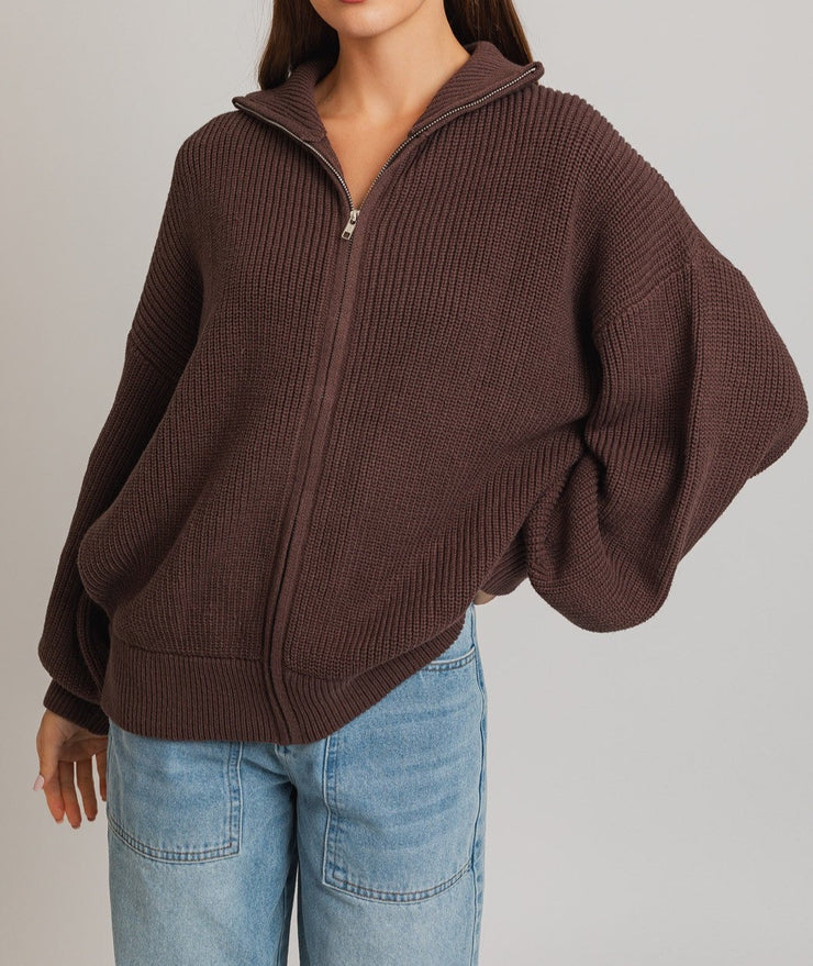 The Boyfriend Zip Up - Chocolate
