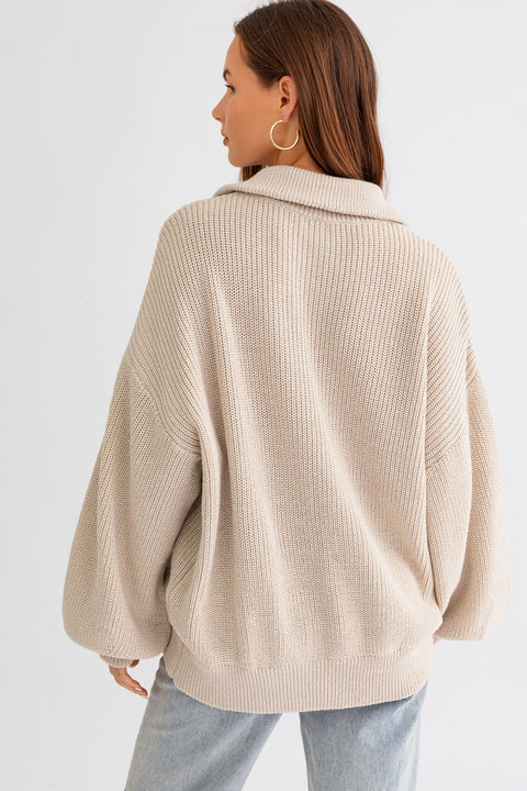 The Boyfriend Zip Up - Taupe