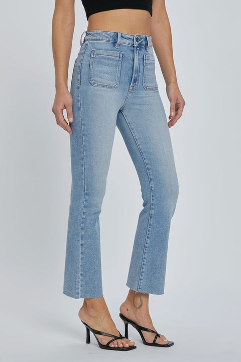 The 3166 Happy High Rise Crop Flare Denim