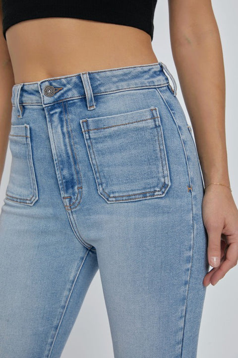The 3166 Happy High Rise Crop Flare Denim