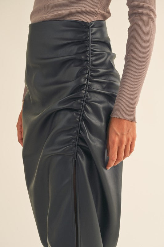 Meet Me In The Midi Leather Skirt
