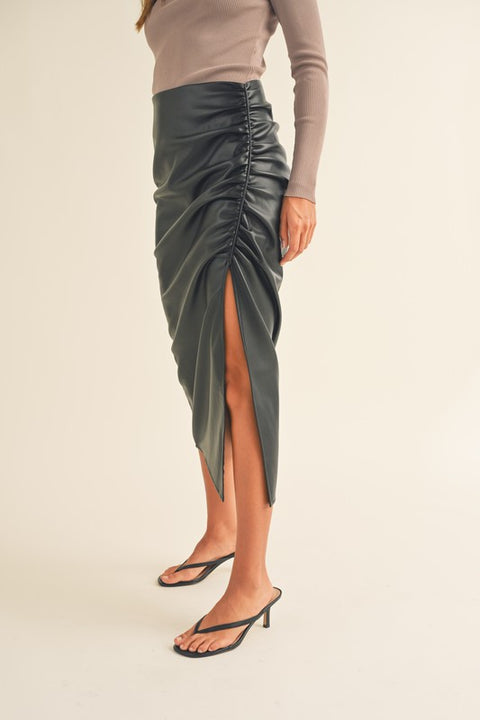 Meet Me In The Midi Leather Skirt