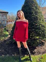 Merry Vibe Sweater Mini Skirt - Red