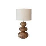 Mango Wood Table Lamp w/ Linen Shade & Inline Switch, Natural