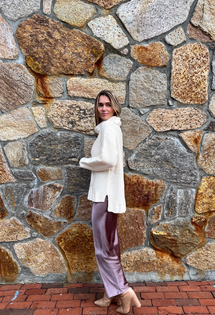 Satin Babe Bais Long Pant - Mauve Brown