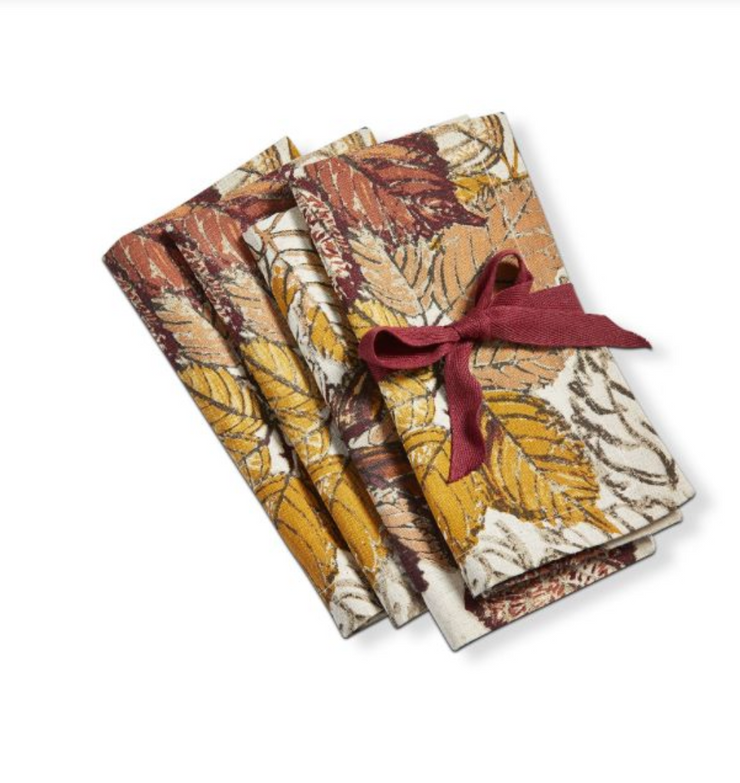 gathering leaves napkin set of 4 - multi harvest