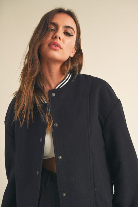 Letterman Bomber Jacket Black