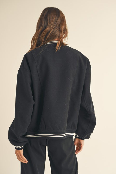 Letterman Bomber Jacket Black
