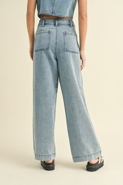 Denim Down Crop Pants