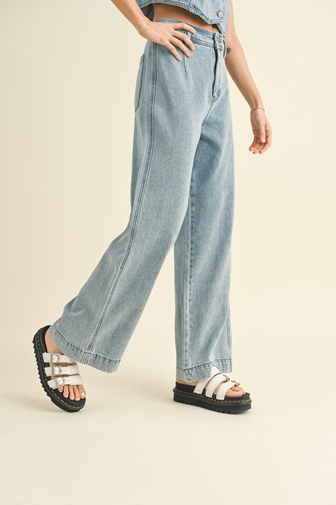 Denim Down Crop Pants