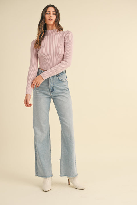 Changing Season Long Sleeve Mock Neck Top - Pink