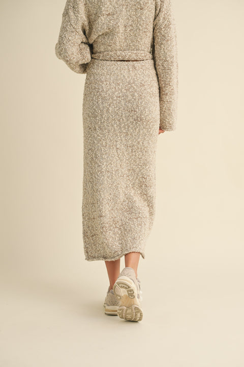 Falling For You Knit Skirt - Cream/Tan