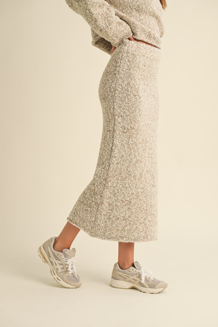 Falling For You Knit Skirt - Cream/Tan