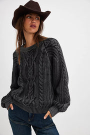 Frankie Cable Sweater in Black