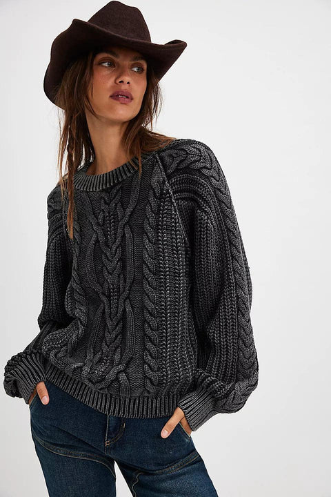 Frankie Cable Sweater in Black