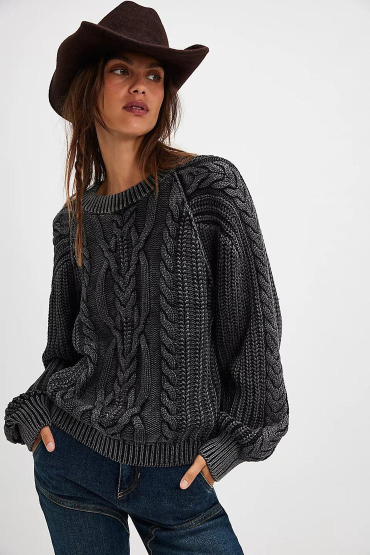 Frankie Cable Sweater in Black
