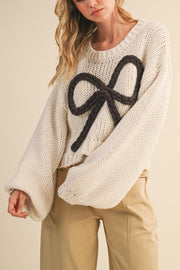 Bow Babe Chunky Sweater - Cream