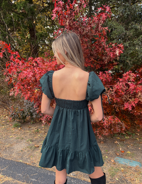 Mae Checkered Babydoll Dress